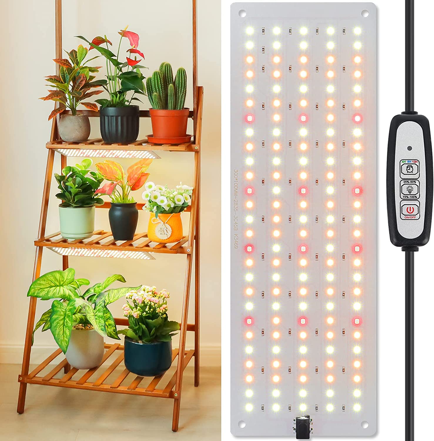 Aoksun LED Grow Light, Full Spectrum Grow Light with 4 Dimmable Levels and Auto On/Off Timer, 135 LEDs Plant Grow Lamp for Seedlings, Veg, Bloom and Succulents, Ideal for Indoor Plants
